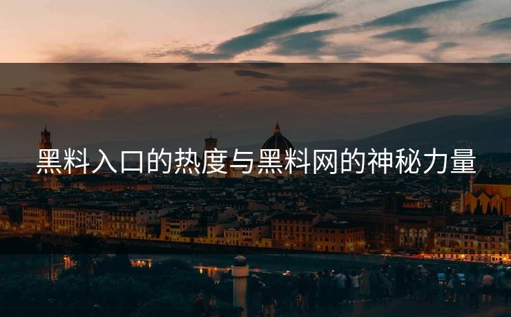 黑料入口的热度与黑料网的神秘力量