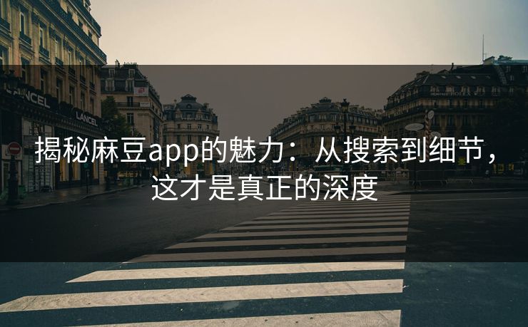 揭秘麻豆app的魅力：从搜索到细节，这才是真正的深度