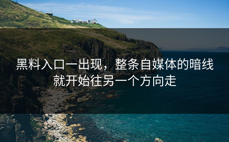 黑料入口一出现，整条自媒体的暗线就开始往另一个方向走